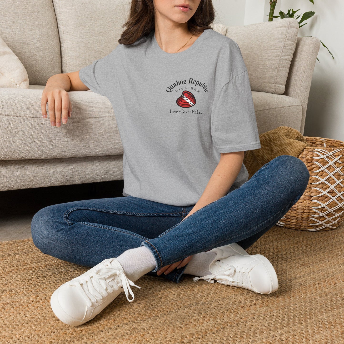 Quahog Republic Dive Bar T-Shirt — 'Live • Give • Relax' Nautical Logo Tee