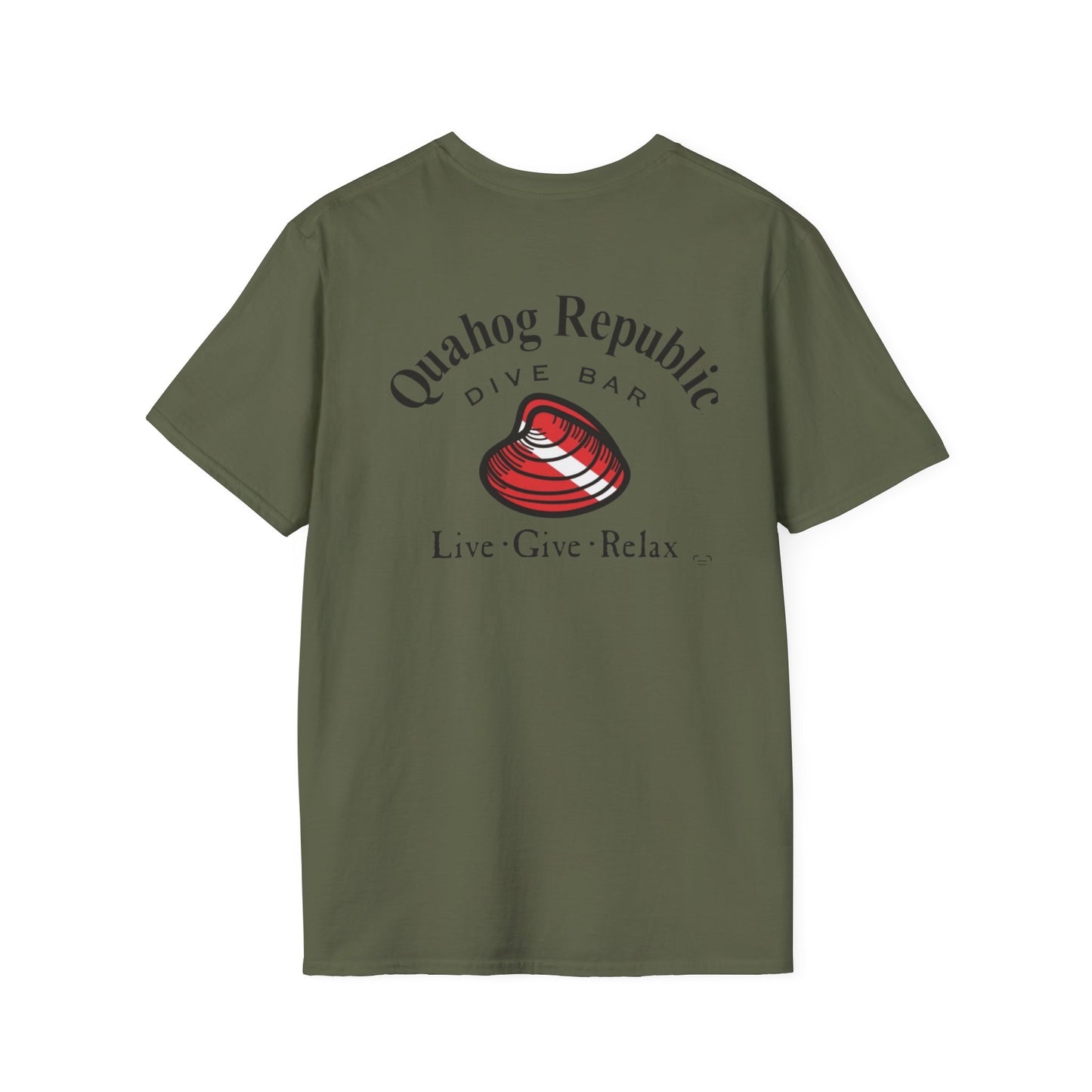 Quahog Republic Dive Bar T-Shirt — 'Live • Give • Relax' Nautical Logo Tee