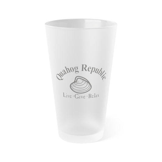 Frosted Pint Glass –l “Quahog Republic” 16oz Beer Glass